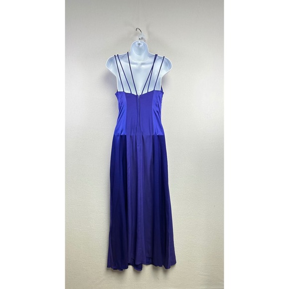 L.A. GLO Vintage Purple Halter Neck Rhinestone Strappy Formal Evening Gown - Picture 9 of 10